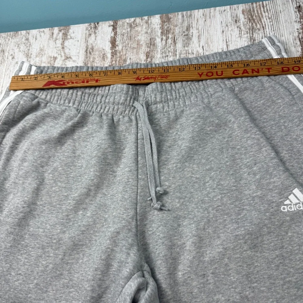Adidas Mens 2X Heather Gray 3-Stripe Fleece Joggers Sweatpants Tapered Leg